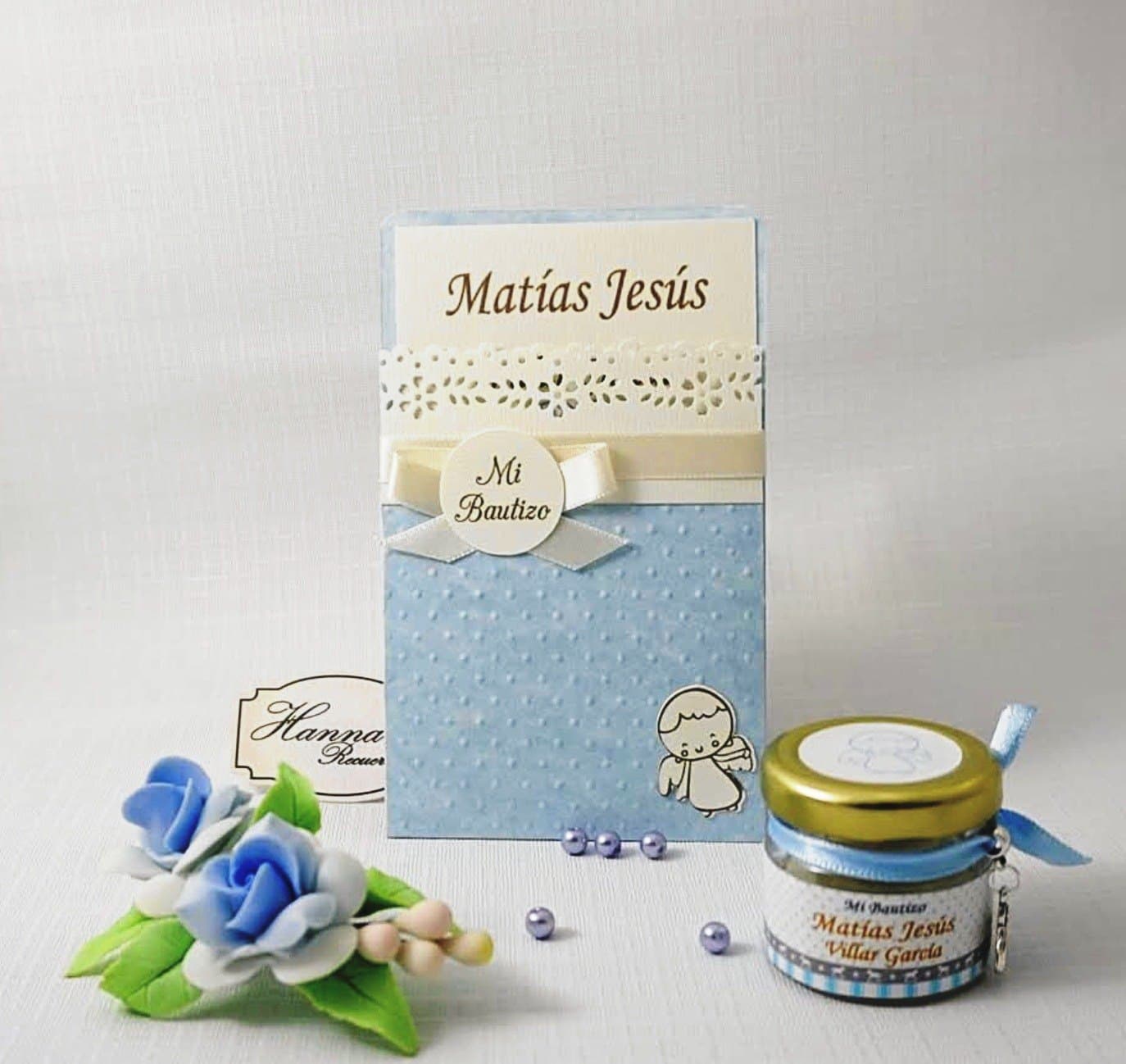 Tarjeta de Bautizo con frasquito a juego
